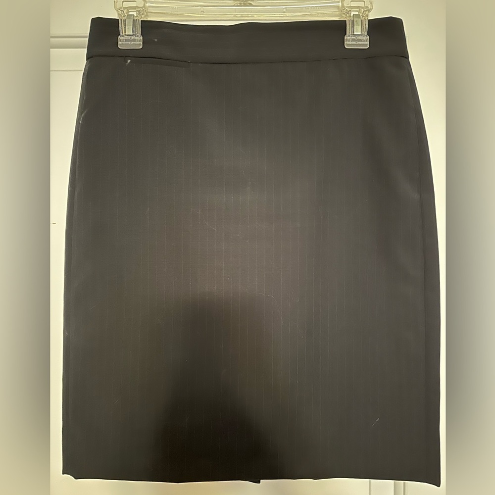 New J.Crew navy pinstripe suit skirt and jacket, size 0